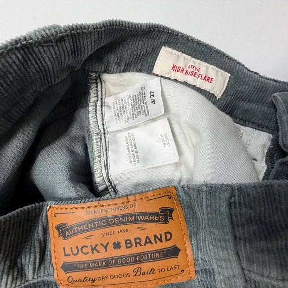 Lucky Brand Stevie High Rise Corduroy Flare Pants 27 Sage - Picture 8 of 9